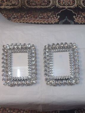 Madison Silver Crystal-Trim Rectangular Wall Mirrors - Pair